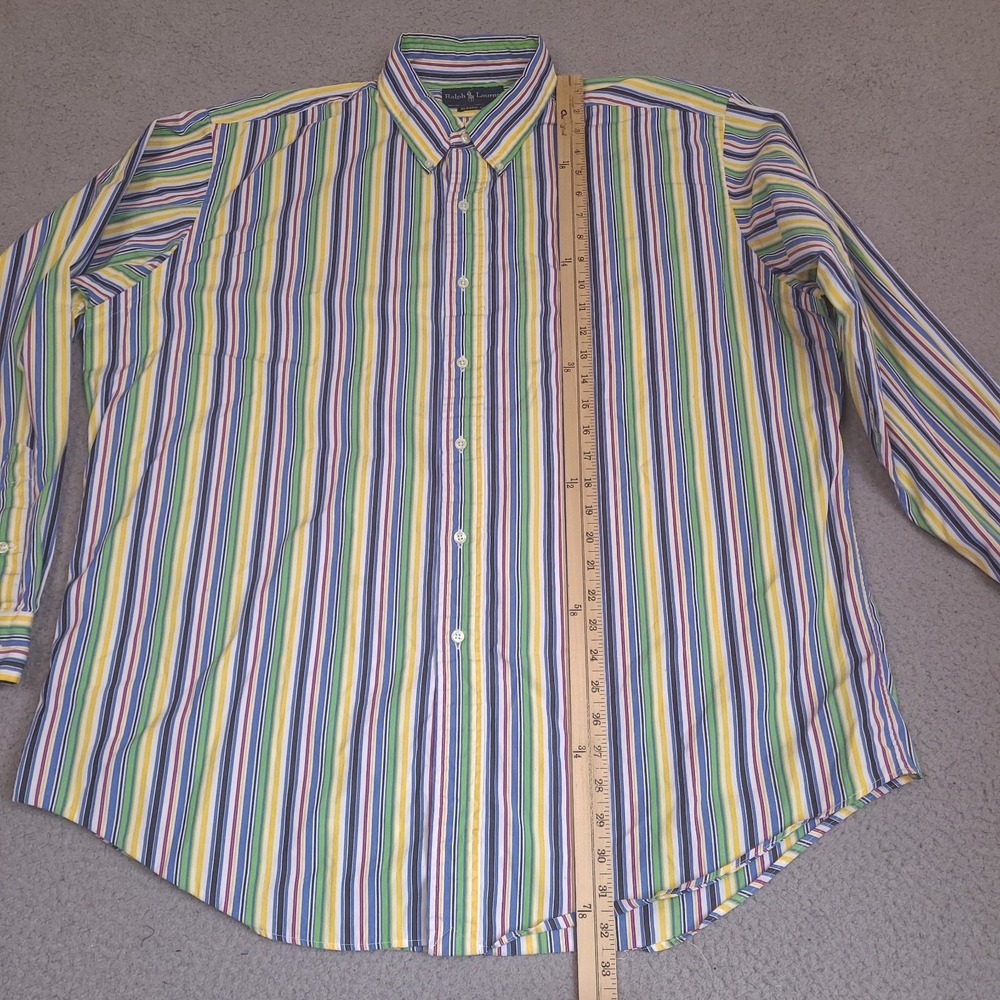 Vintage Ralph Lauren Shirt Mens XL Striped Button Classic Fit Preppy Colorful - Picture 8 of 12